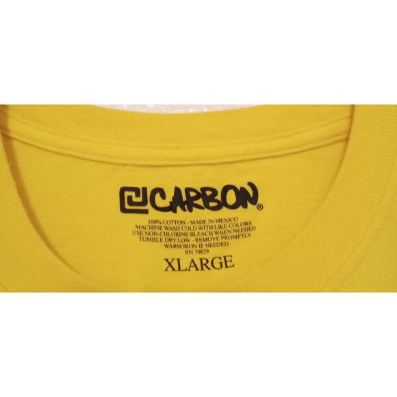 VTG Y2K Carbon Graphic Tee Yellow Nautical Star Emo Grunge Skate Streetwear XL - Picture 5 of 7